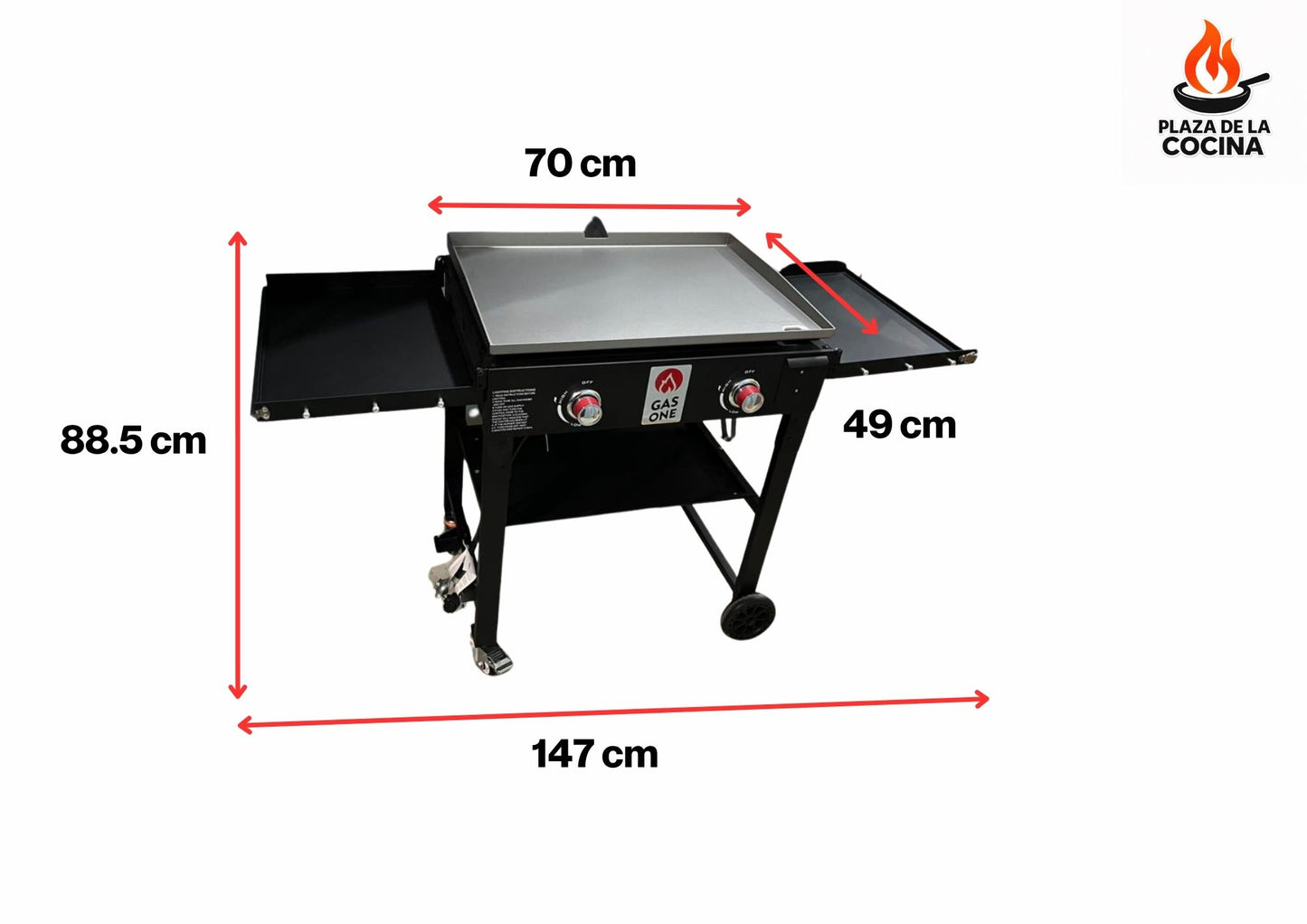 Plancha de dos quemadores de 71cm plegable