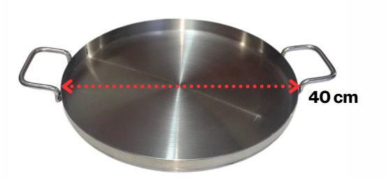 Comal plano de acero inoxidable de 40 cm