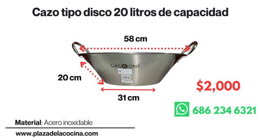 Disco tipo cazo de acero inoxidable